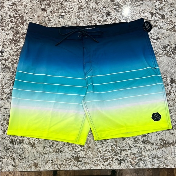 No Boundaries Other - Men’s No Boundaries Blue and Yellow Board Shorts/Bath with Gradient Design, NWT.